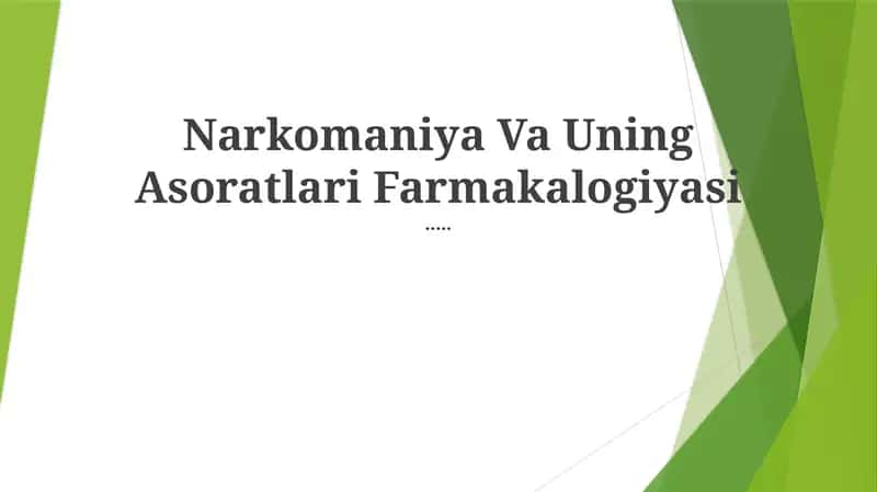 Narkomaniya Va Uning Asoratlari Farmakalogiyasi