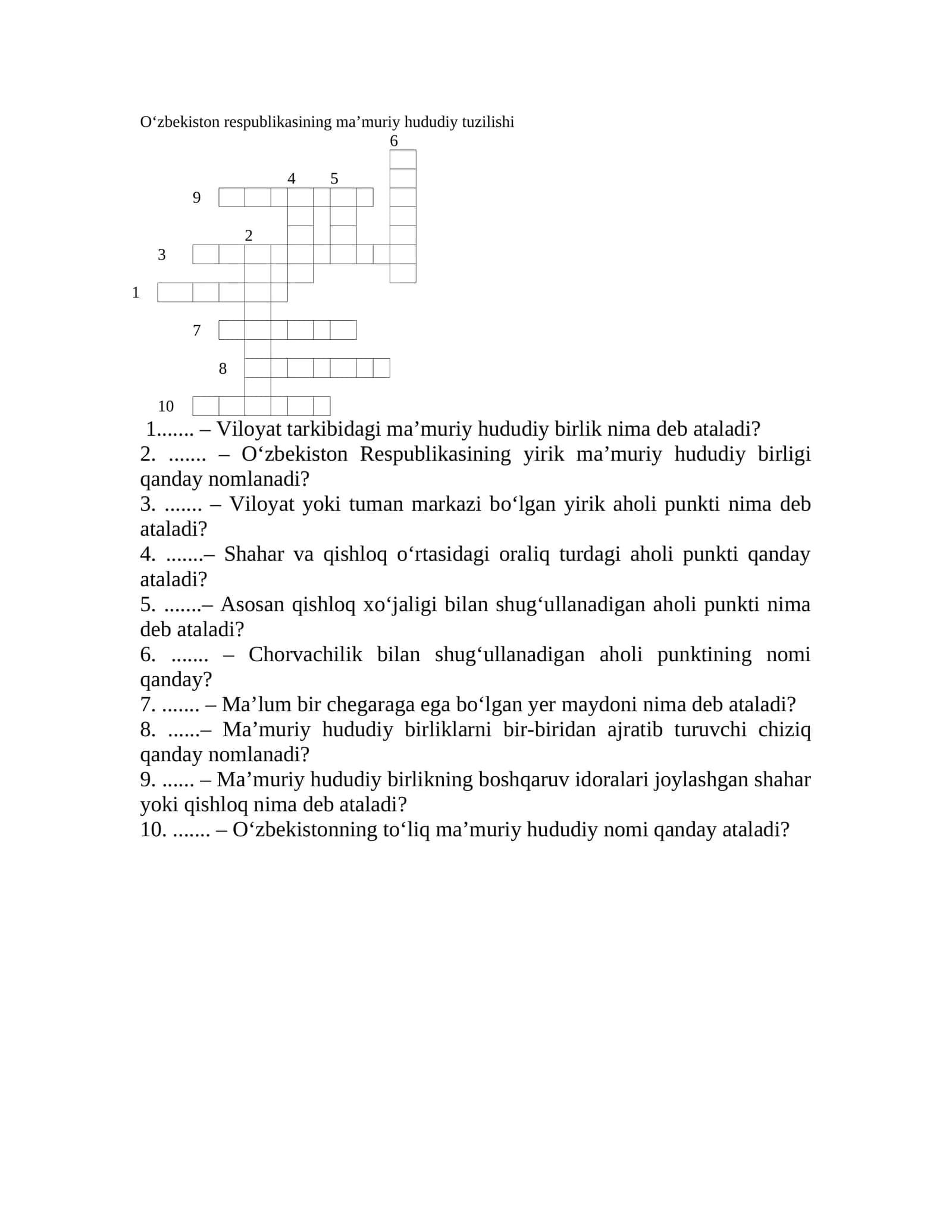 Oʻzbekiston respublikasining maʼmuriy hududiy tuzilishi