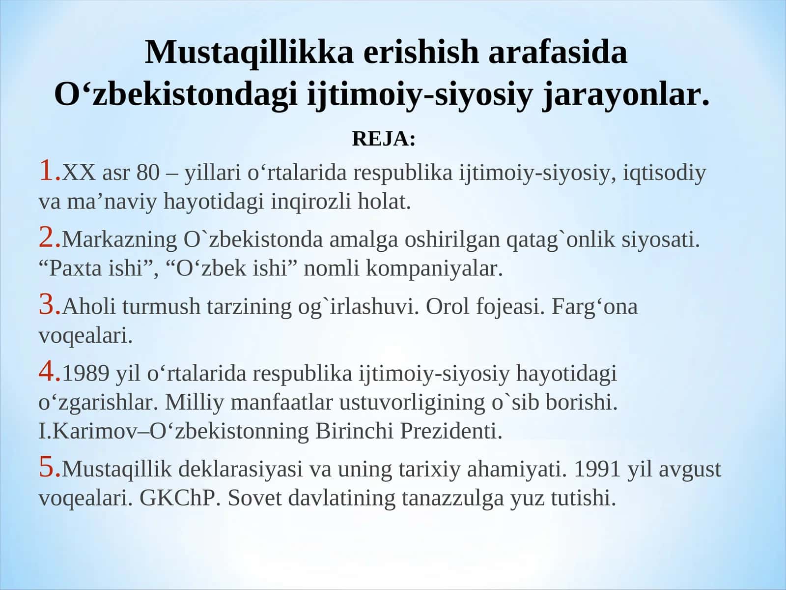 O‘zbekistondagi Ijtimoiy-Siyosiy Jarayonlar