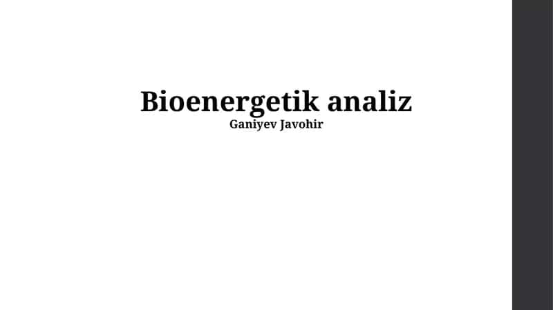 Bioenergetik analiz