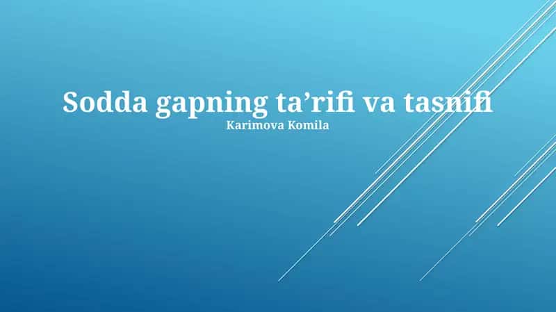 Sodda Yoriqlarining Ta'rifi