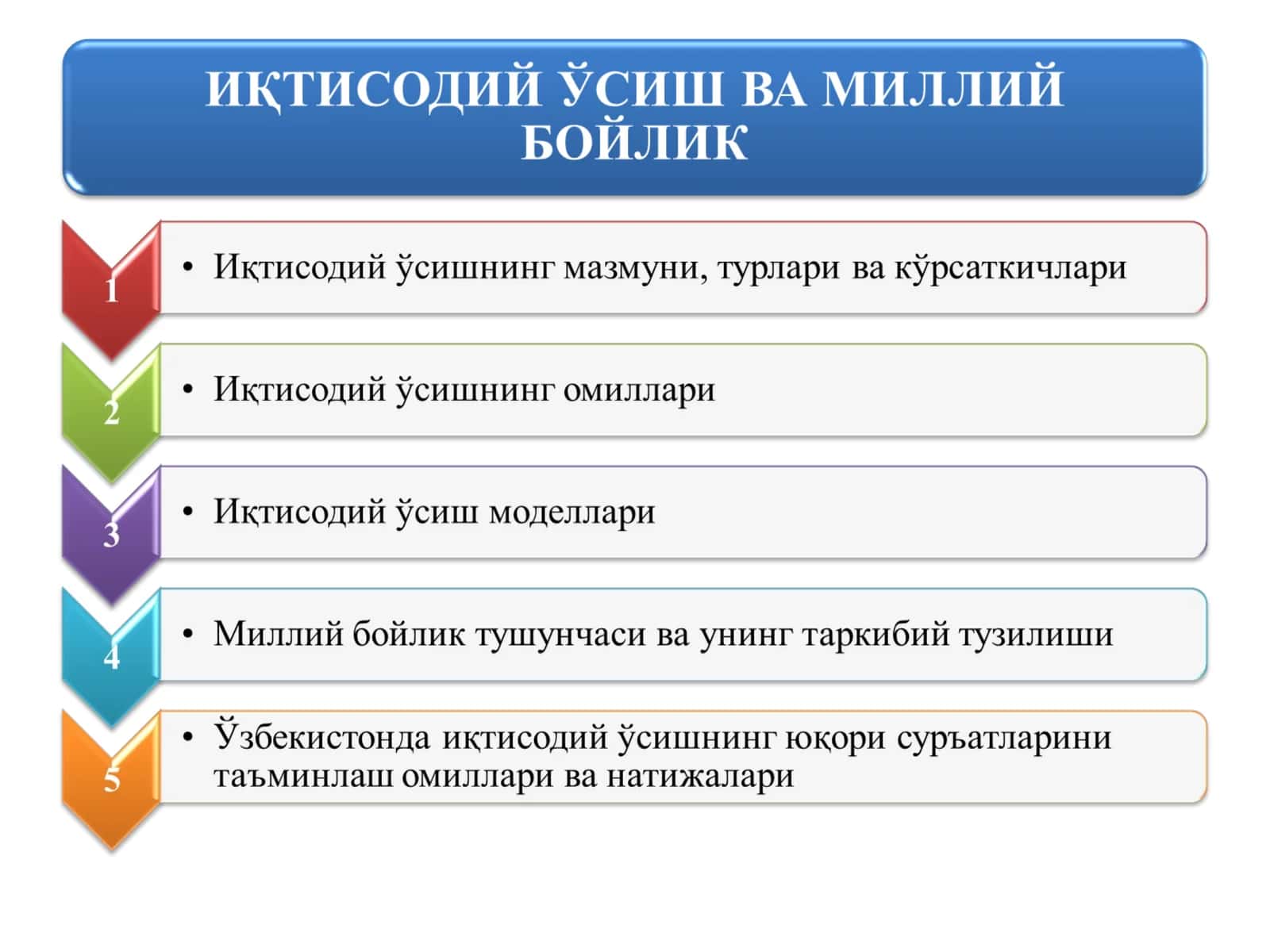 Iqtisodiy o‘sish va milliy boylik