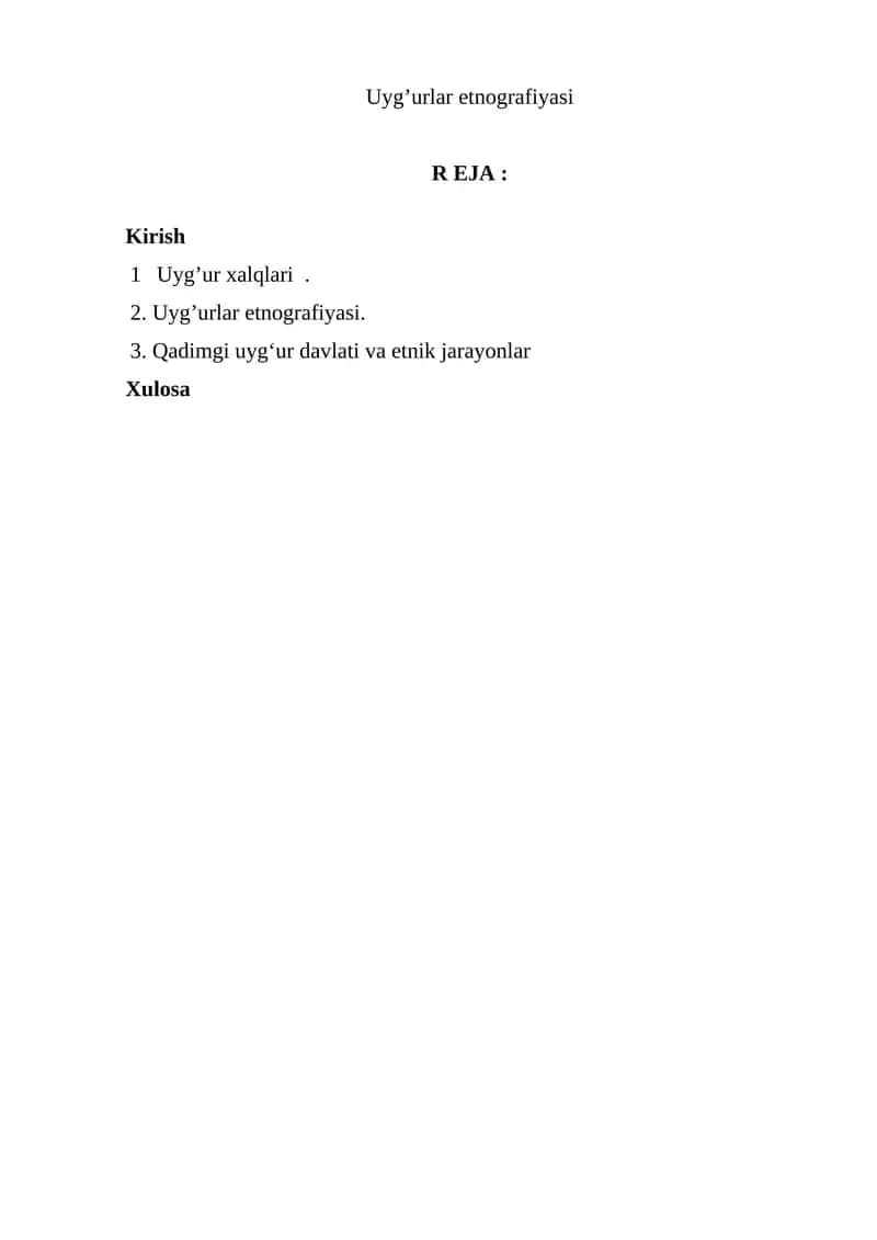 Uyg’urlar etnografiyasi