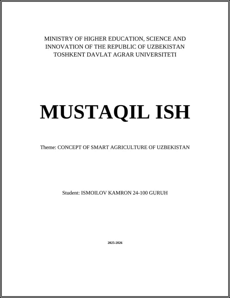 CONCEPT OF SMART AGRICULTURE OF UZBEKISTAN