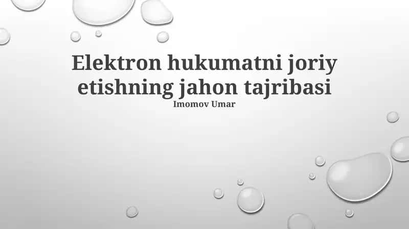 Elektron hukumatni joriy etishning jahon tajribasi