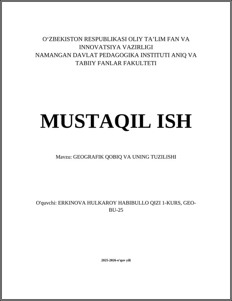 GEOGRAFIK QOBIQ VA UNING TUZILISHI