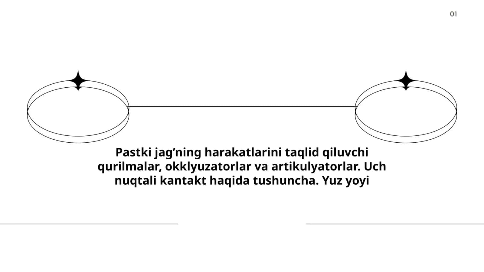 Pastki jag’ning harakatlarini taqlid qiluvchi qurilmalar, okklyuzatorlar va artikulyatorlar. Uch nuqtali kantakt haqida tushuncha. Yuz yoyi