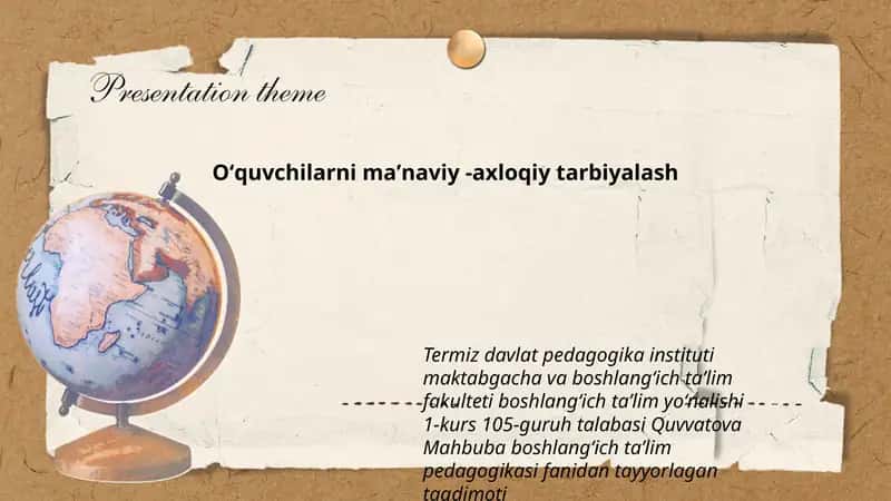 Oʻquvchilarni maʼnaviy -axloqiy tarbiyalash