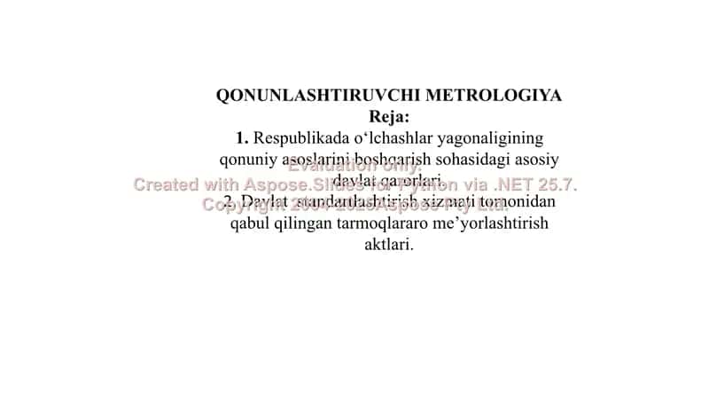 Qonunlashtiruvchi Metrologiya