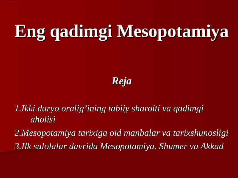 Eng qadimgi Mesopotamiya
