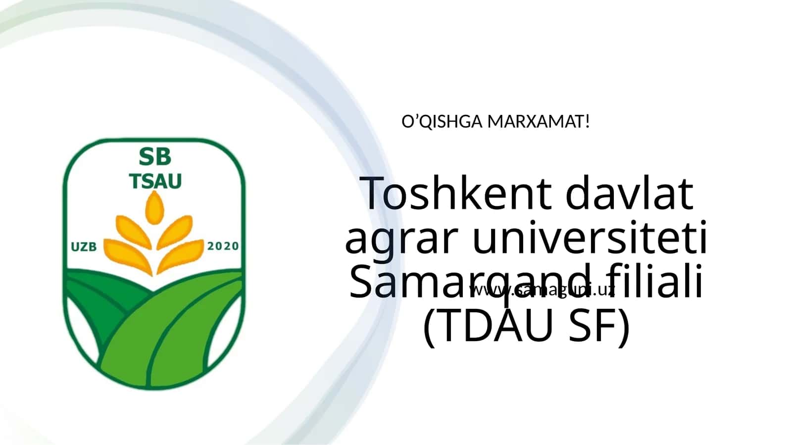 Toshkent davlat agrar universiteti Samarqand filiali (TDAU SF)