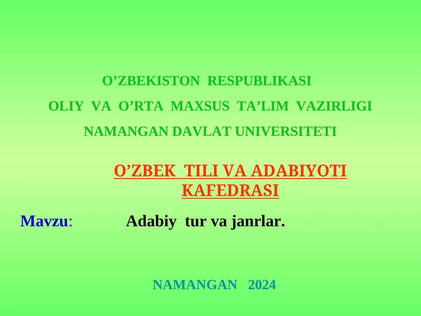Adabiy tur va janrlar