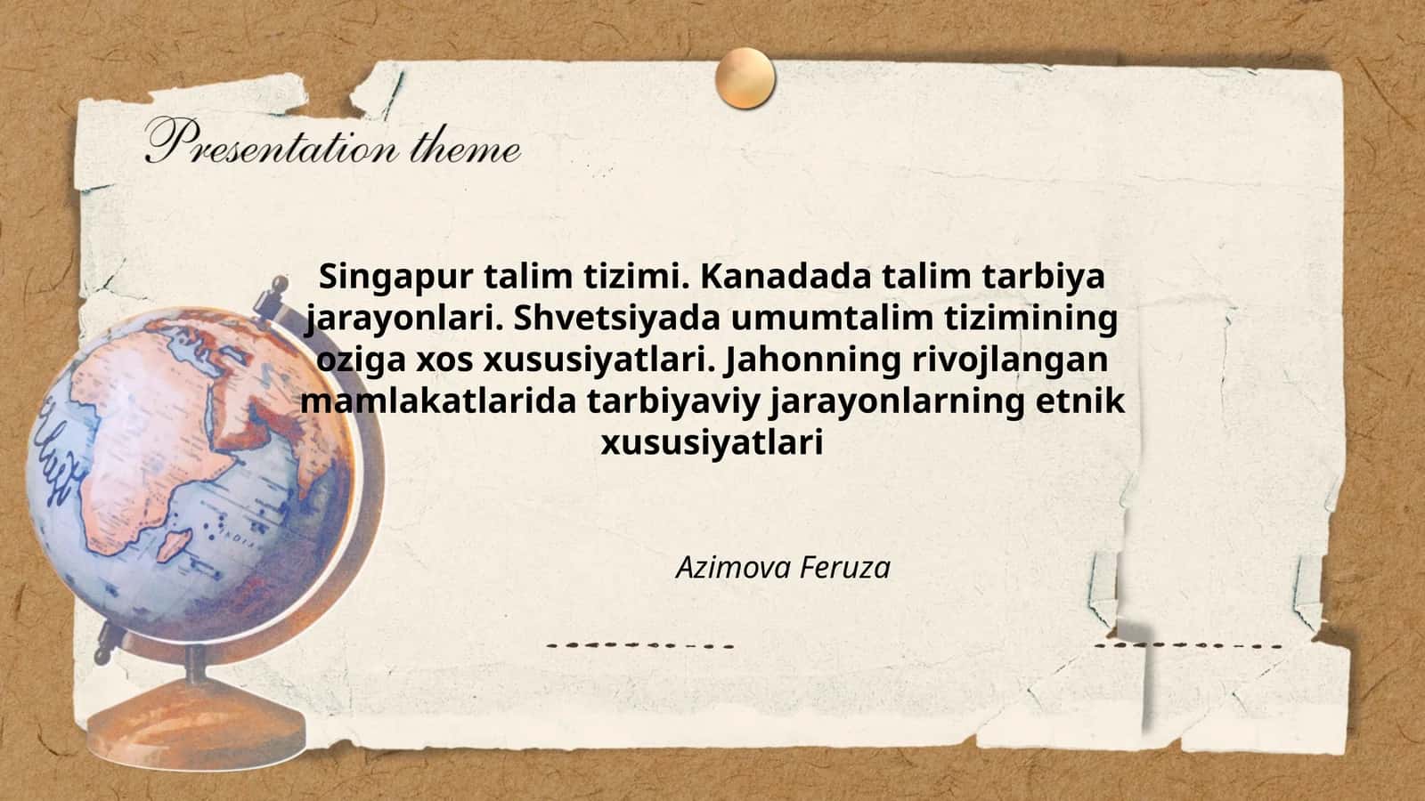 Singapur talim tizimi. Kanadada talim tarbiya jarayonlari. Shvetsiyada umumtalim tizimining oziga xos xususiyatlari. Jahonning rivojlangan mamlakatlarida tarbiyaviy jarayonlarning etnik xususiyatlari