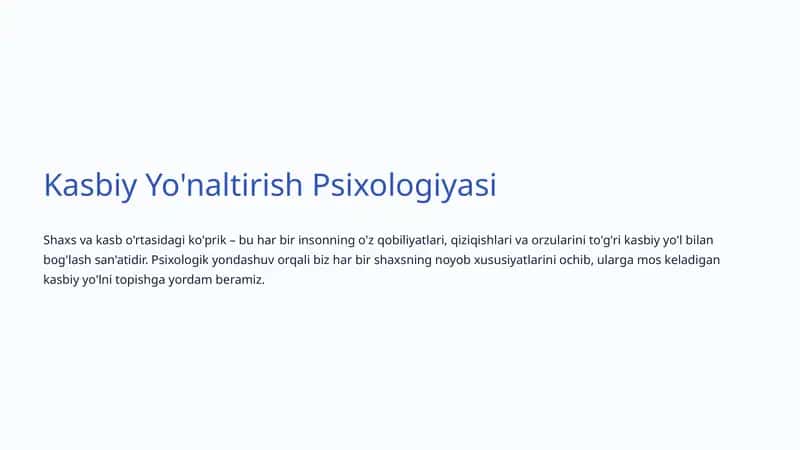 Kasbiy Yo'naltirish Psixologiyasi