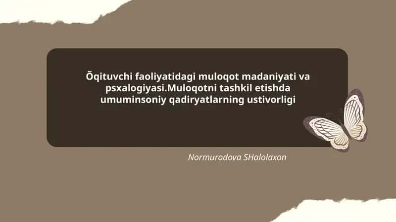 Õqituvchi Muloqot Madaniyati
