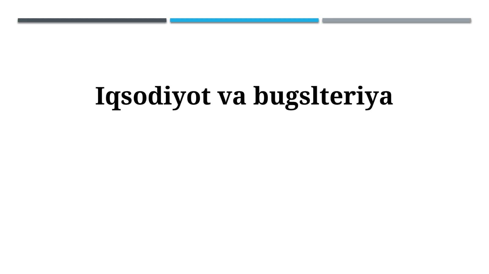 Iqtisodiyot va buxgalteriya hisobi