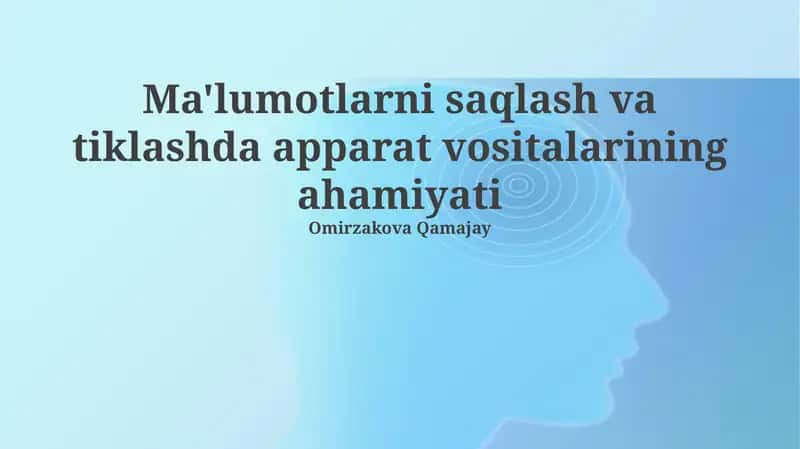 Ma'lumotlarni saqlash va tiklashda apparat vositalarining ahamiyati
