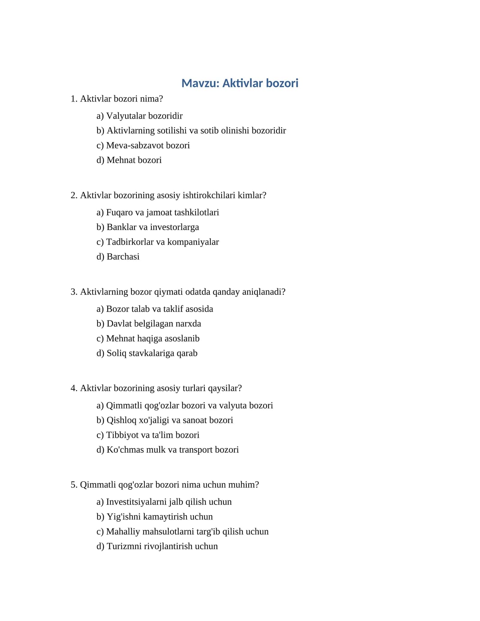 Aktivlar bozori