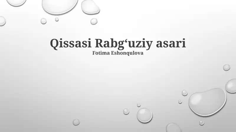 Qissasi Rabgʻuziy asari