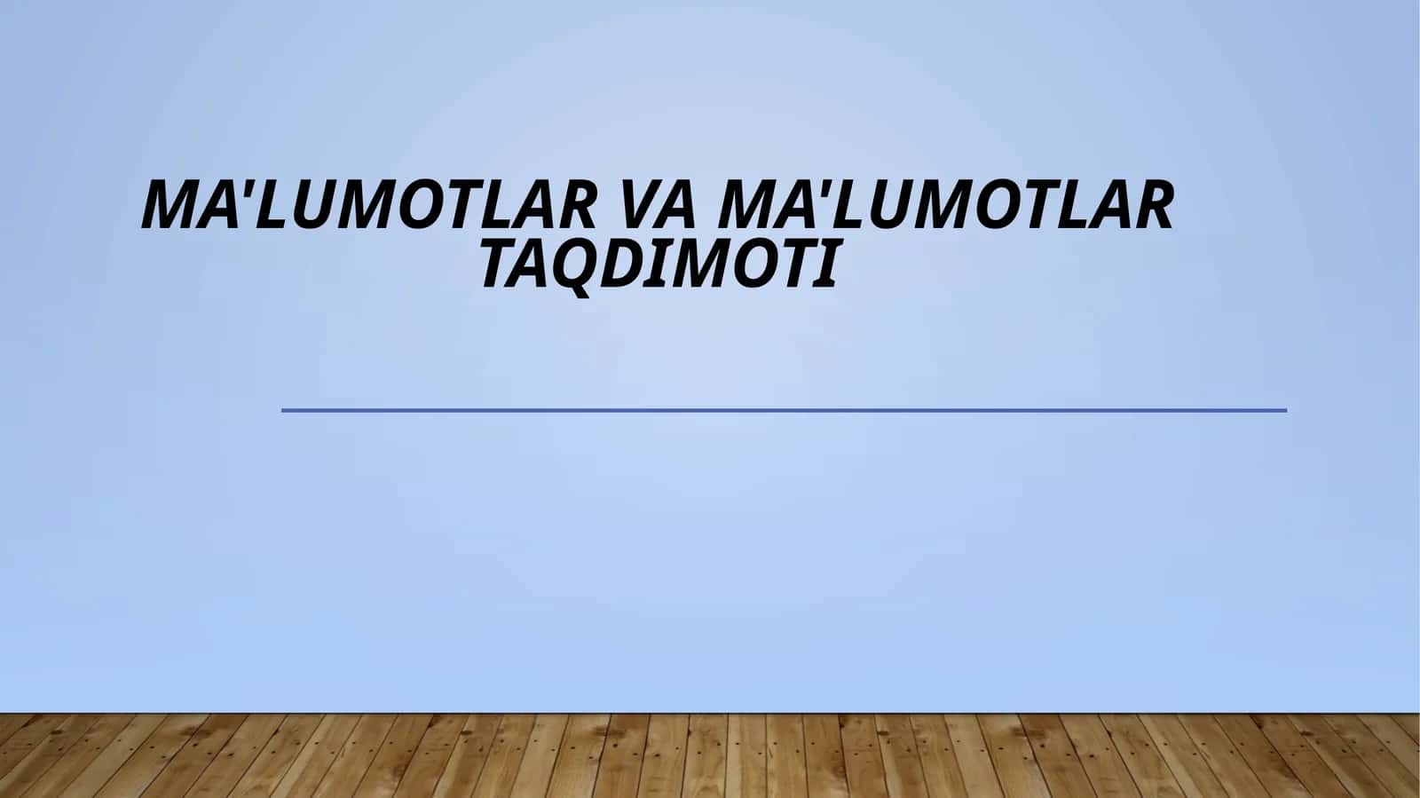 Ma'lumotlar va ma'lumotlarni taqdimoti