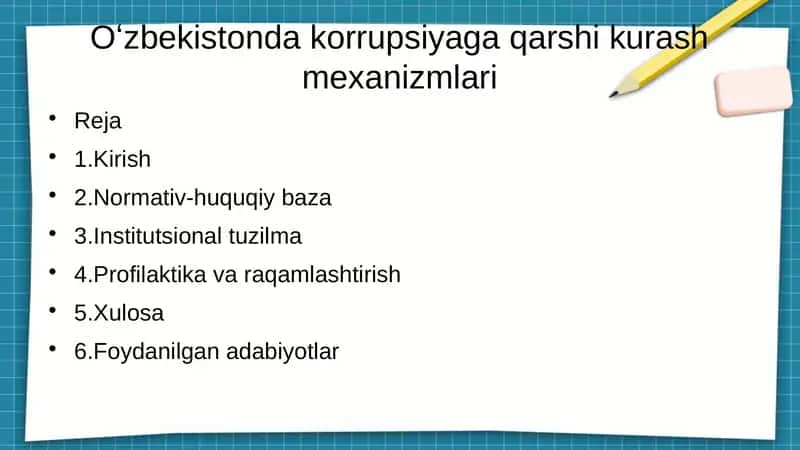 Oʻzbekistonda korrupsiyaga qarshi kurash mexanizmlari