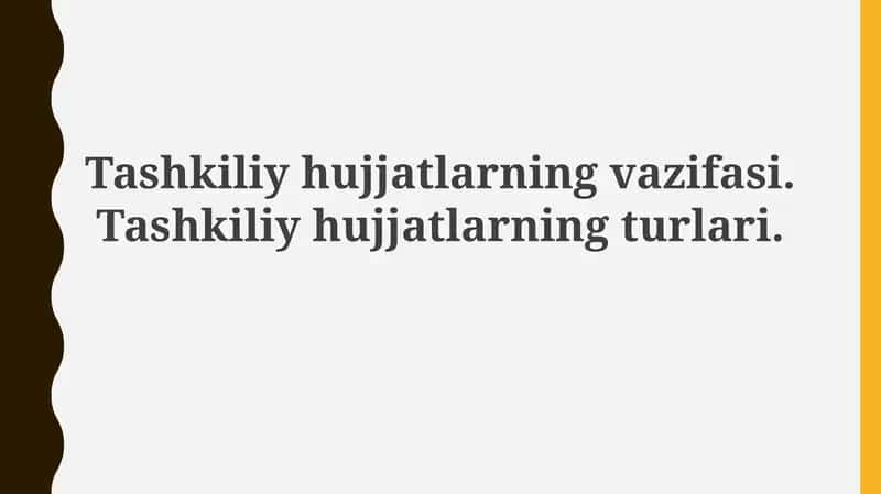 Tashkiliy hujjatlar