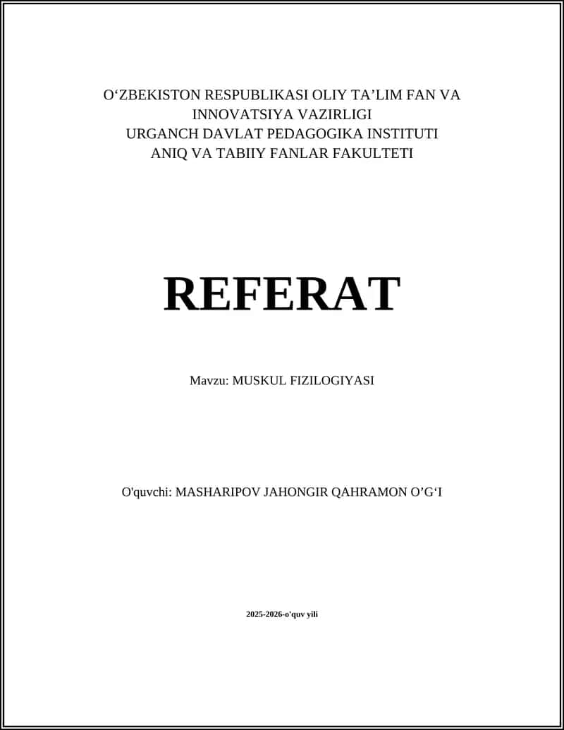 MUSKUL FIZILOGIYASI