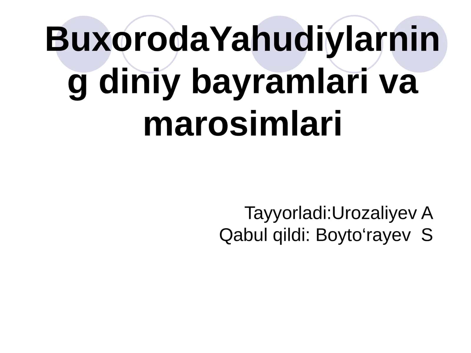 Buxoroda Yahudiylarning diniy bayramlari va marosimlari