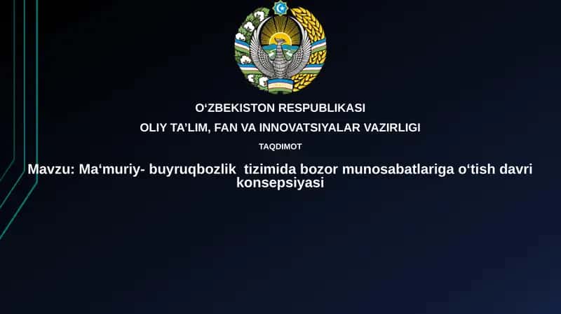 Ma‘muriy-buyruqbozliktizimidabozormunosabatlarigao‘tishdavrikonsepsiyasi