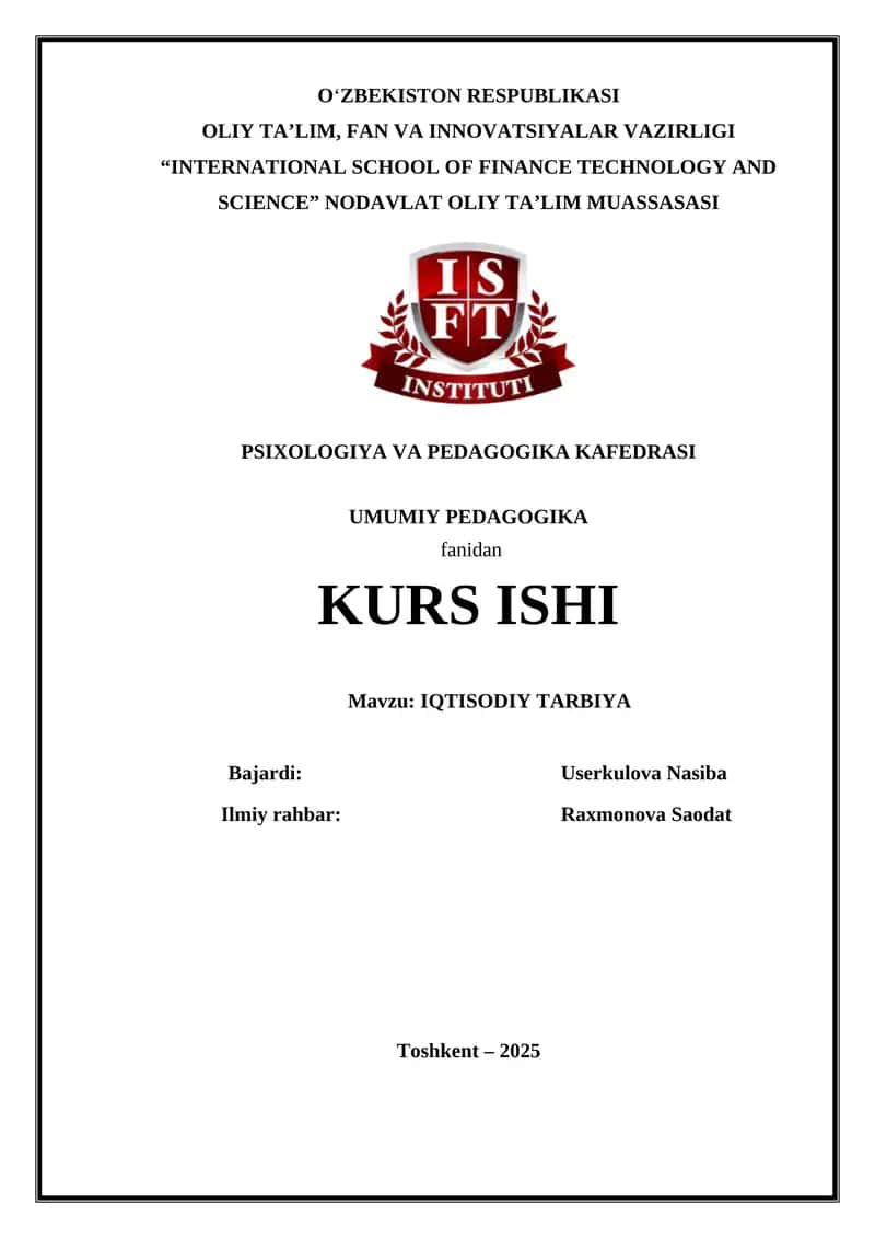 IQTISODIY TARBIYA
