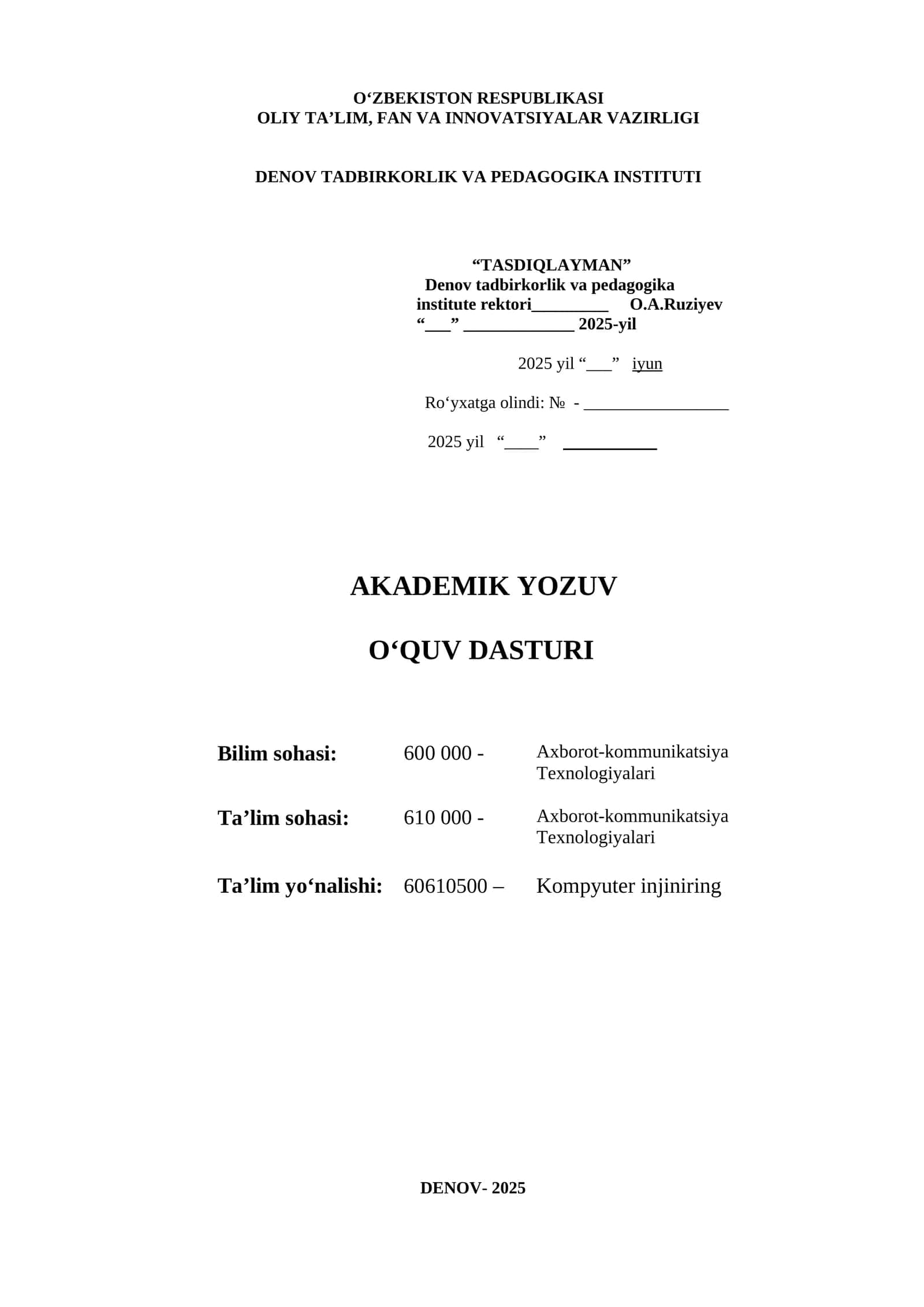 DENOV TADBIRKORLIK VA PEDAGOGIKA INSTITUTI