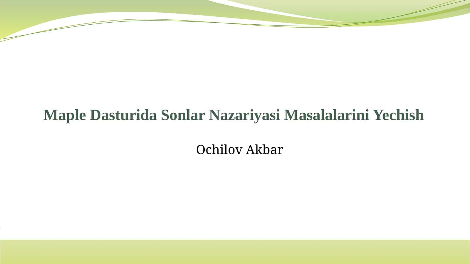 Maple Dasturida Sonlar Nazariyasi Masalalarini Yechish