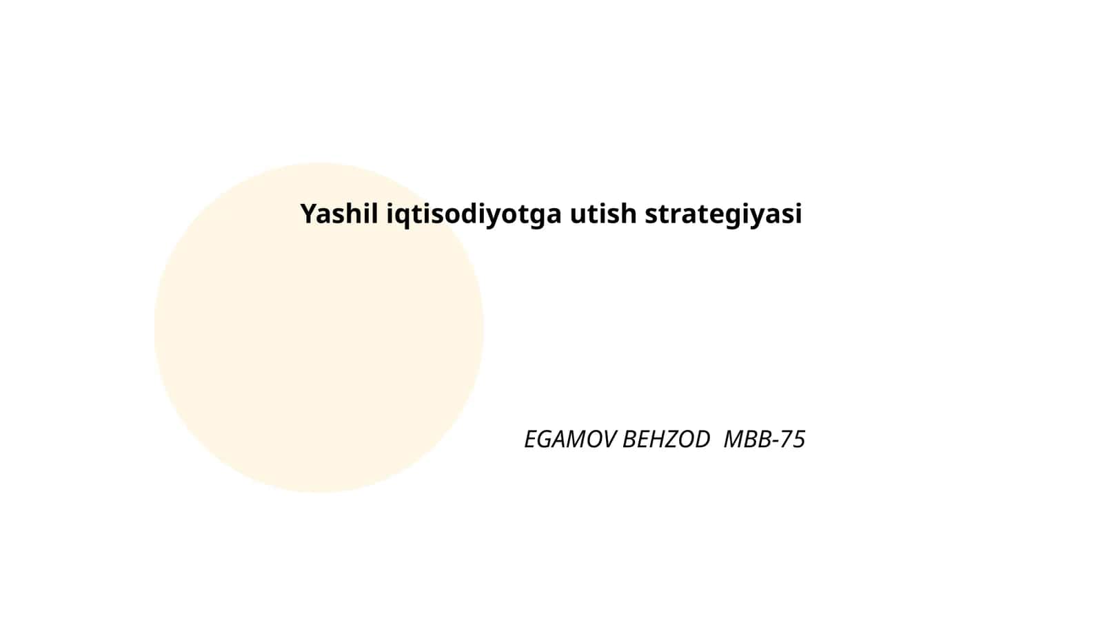 Yashil iqtisodiyot tushunchasi