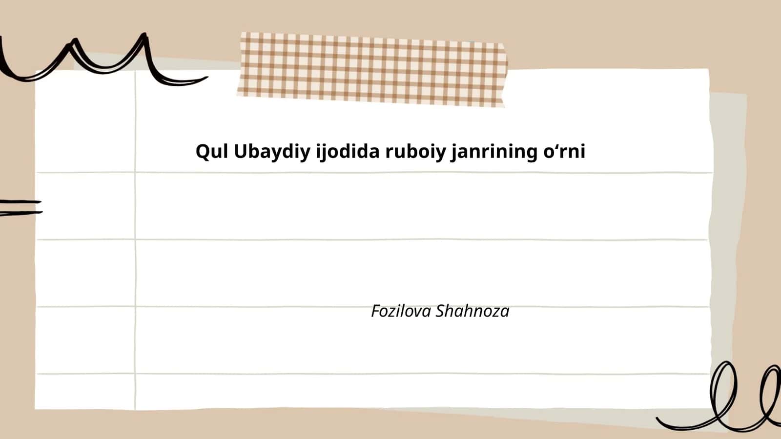 Qul Ubaydiy ijodida ruboiy janrining oʻrni
