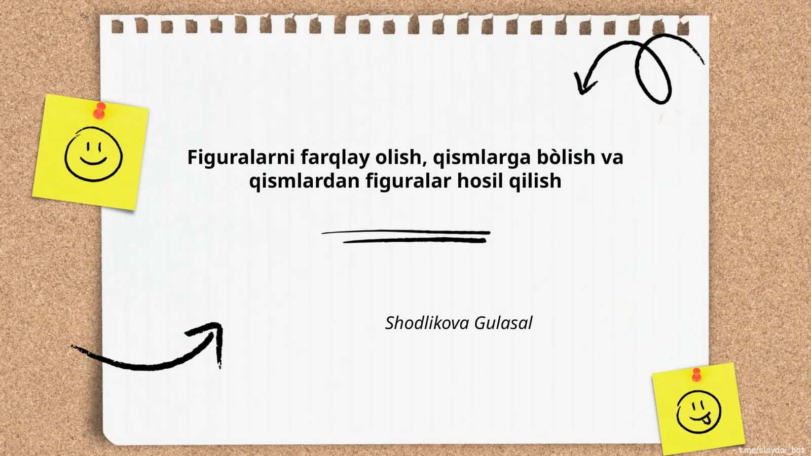Figuralarni farqlay olish, qismlarga bòlish va qismlardan figuralar hosil qilish