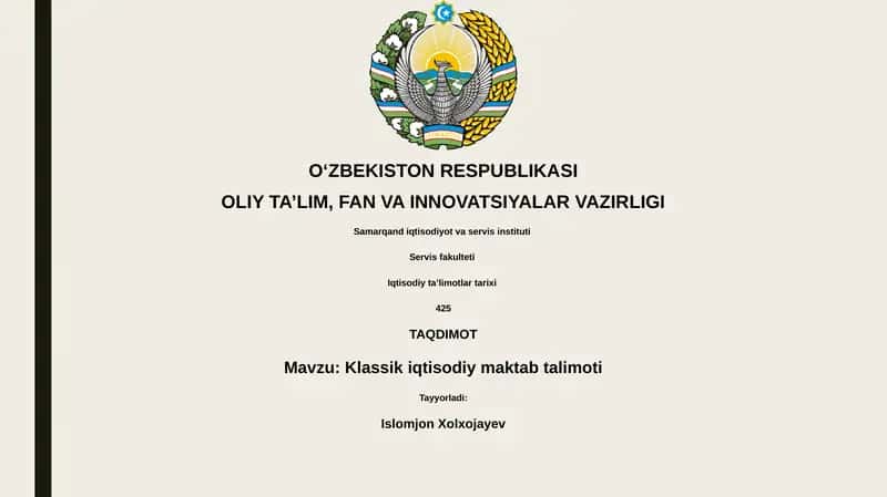 Klassik iqtisodiy maktab talimoti