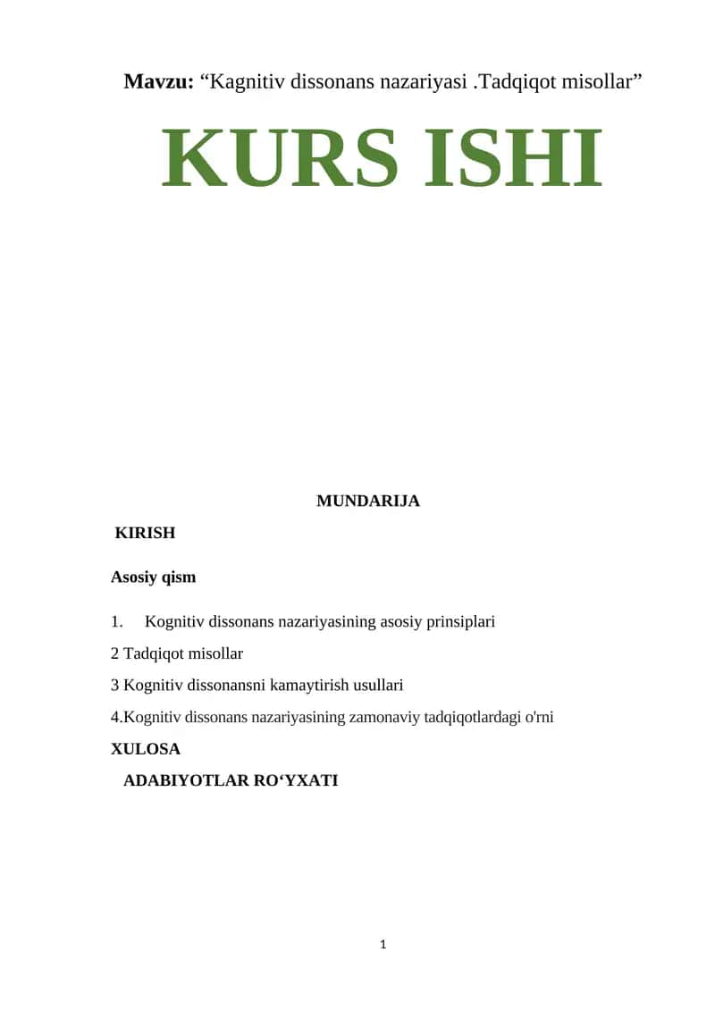 Kognitiv dissonans nazariyasi