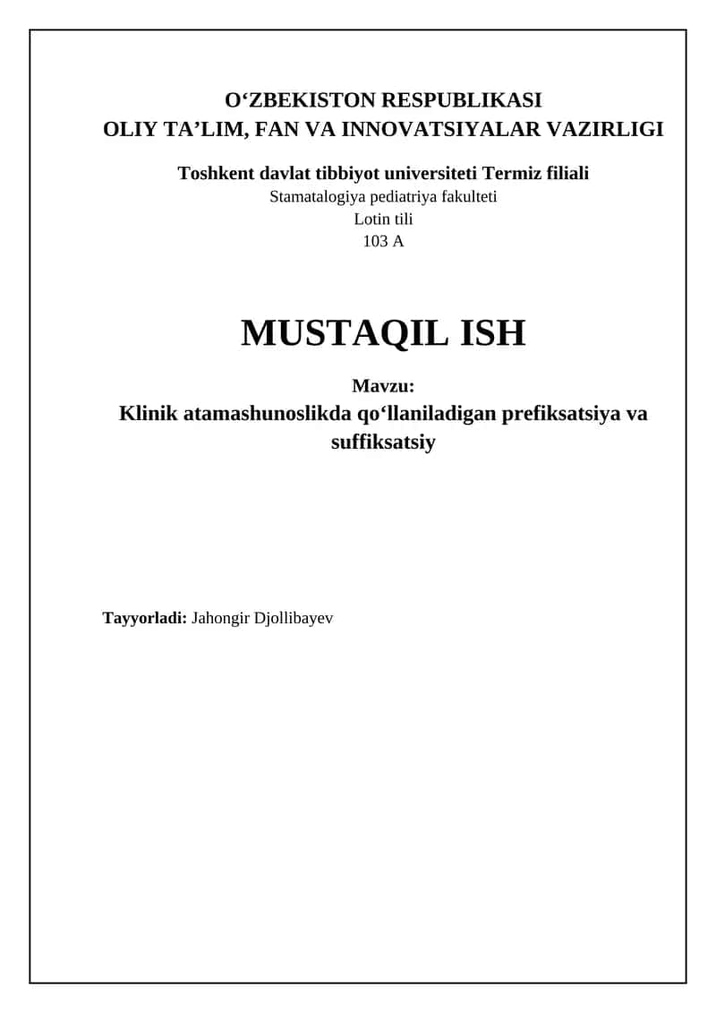 Klinik terminologiyada prefikslar va suffikslar