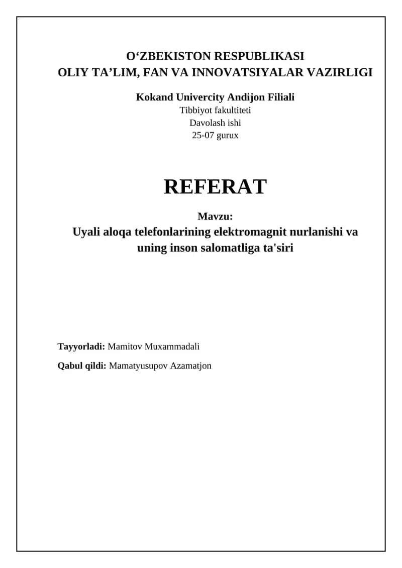 Mobil telefonlarning elektromagnit nurlanishi: Asoslar va manbalar