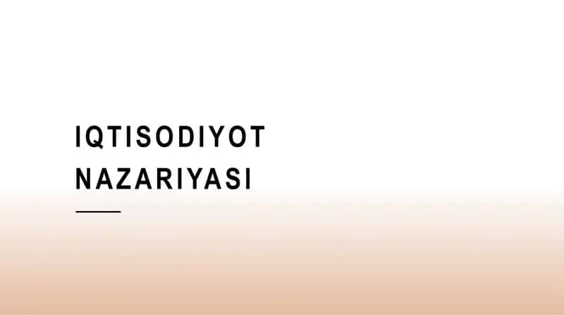 Iqtisodiyot Nazariyasi