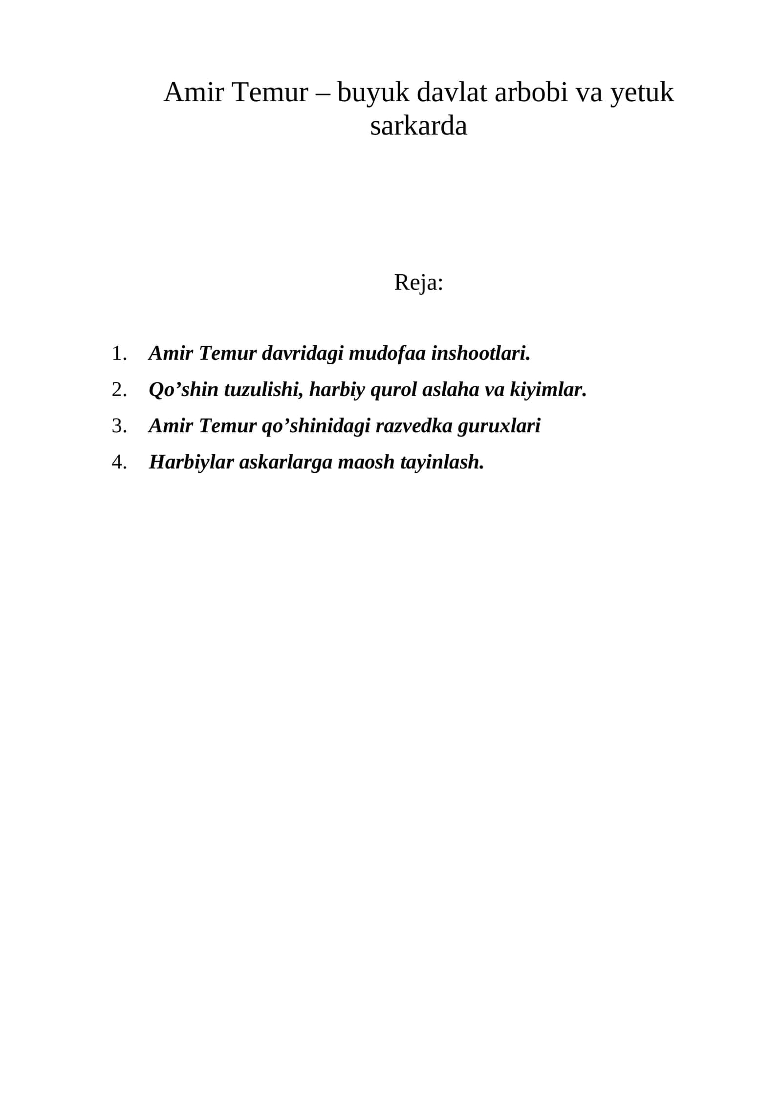 Amir Temur davri haqida