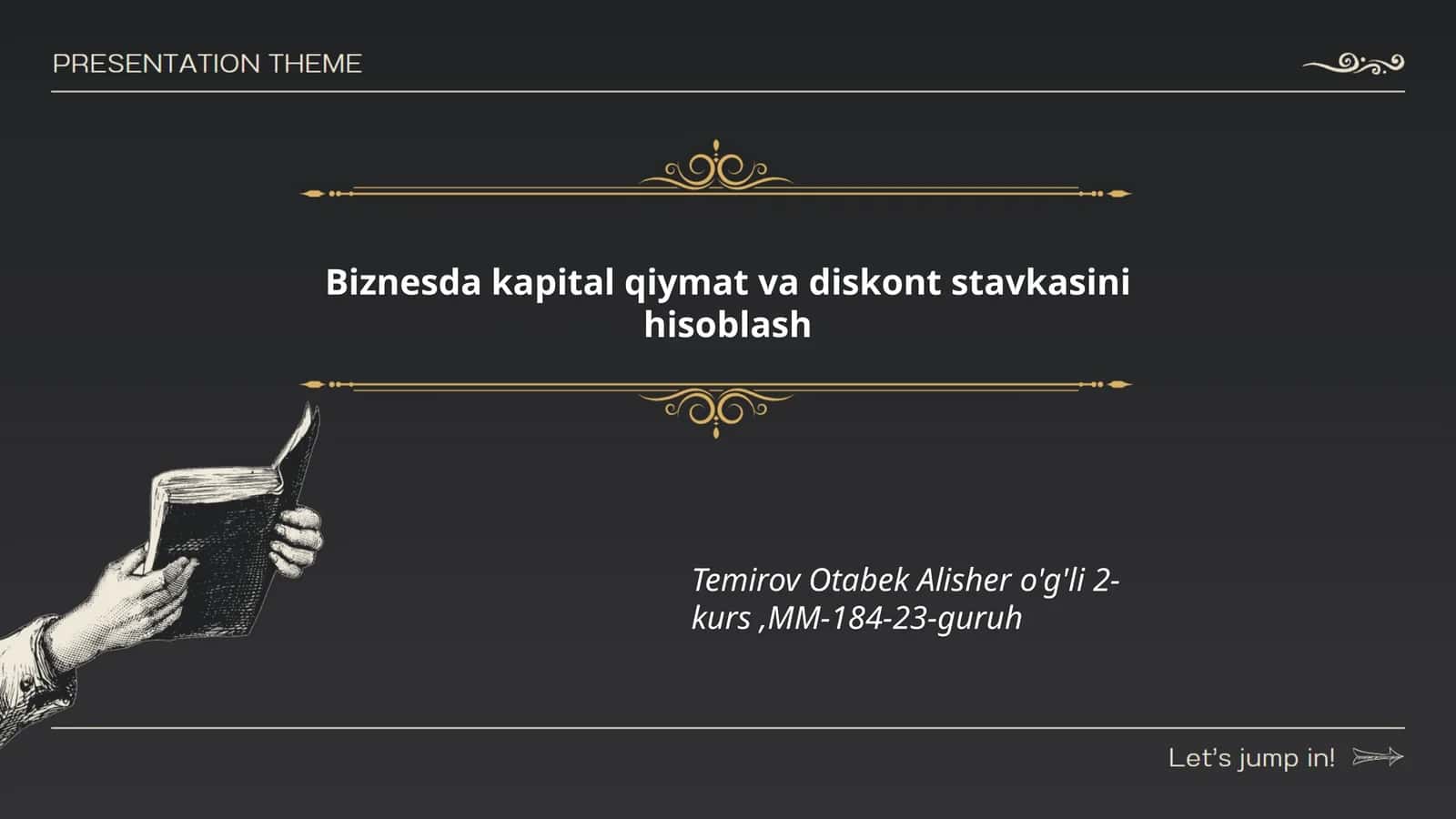 Kapital qiymat va diskont stavkasini hisoblash