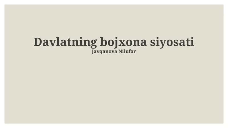 Davlatning bojxona siyosati