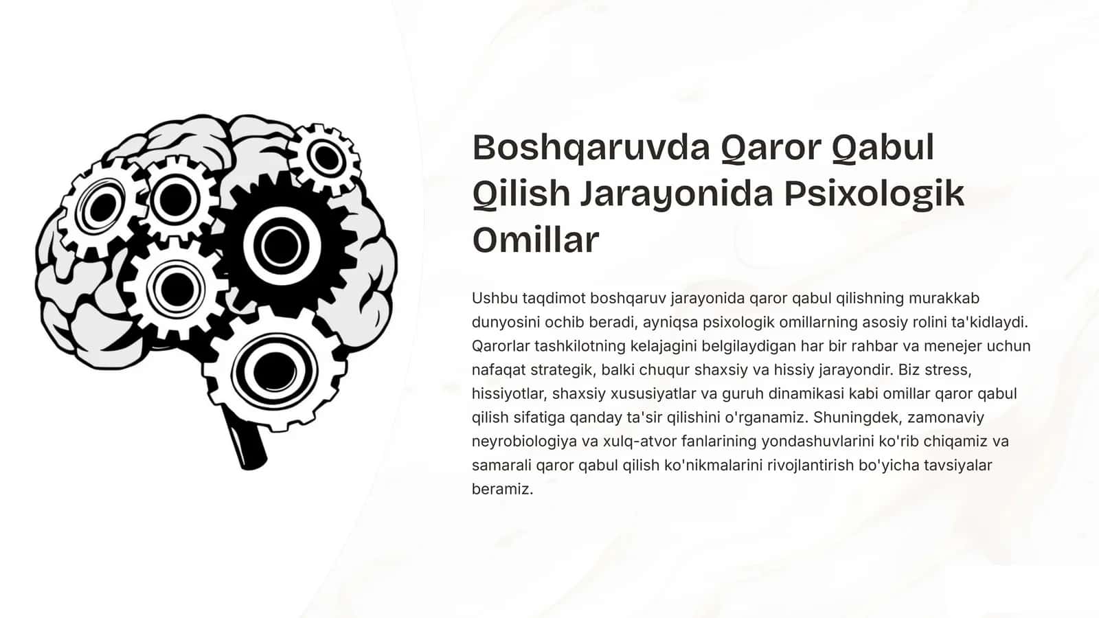 Boshqaruvda Qaror Qabul Qilish Jarayonida Psixologik Omillar