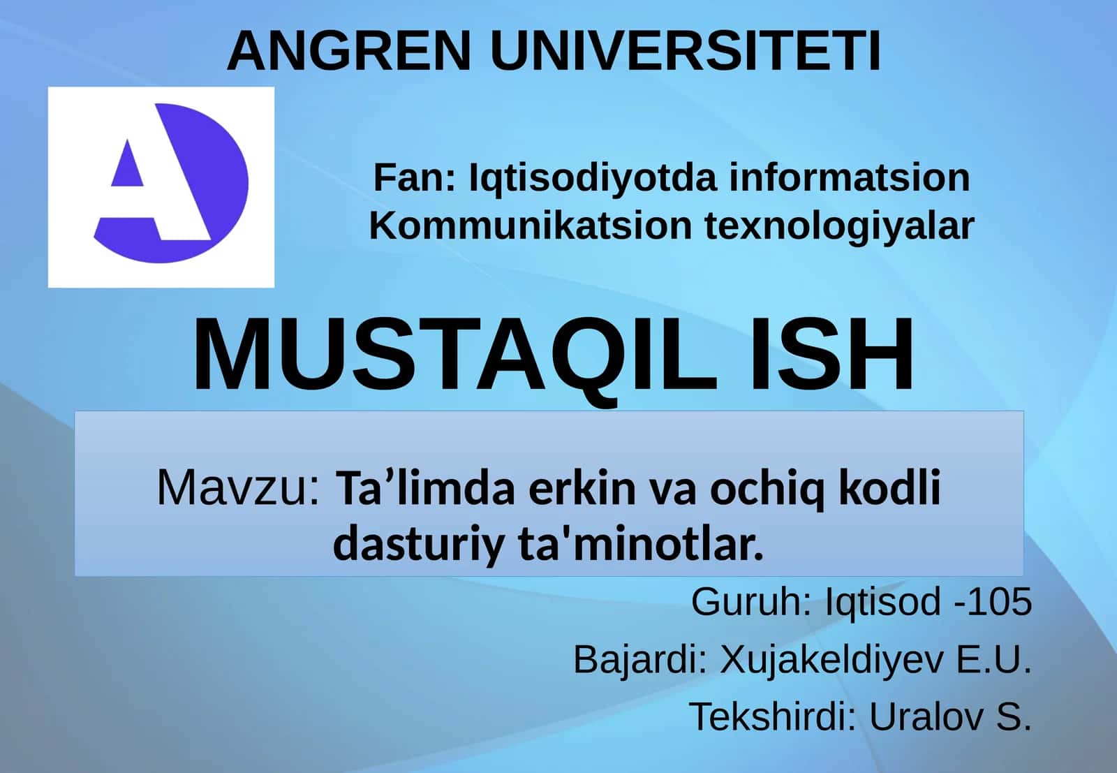 Ta’limdaerkin va ochiq kodli dasturiy ta'minotlar