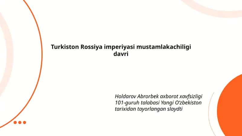 Turkiston Rossiya imperiyasi mustamlakachiligi davri