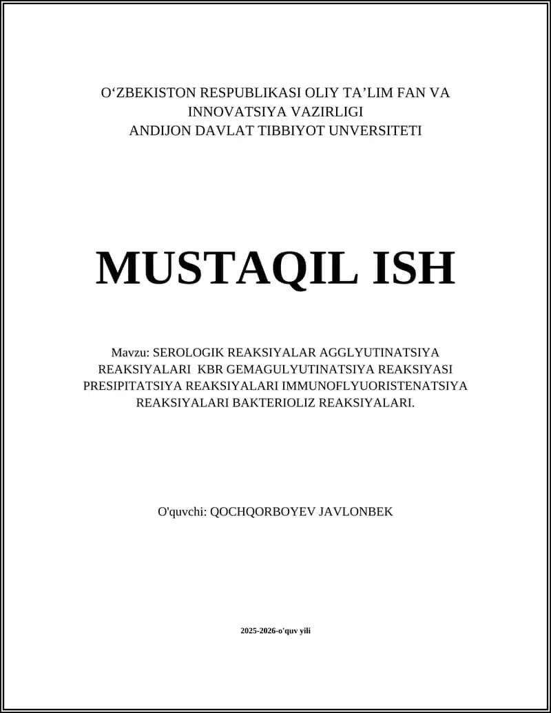 SEROLOGIK REAKSIYALAR