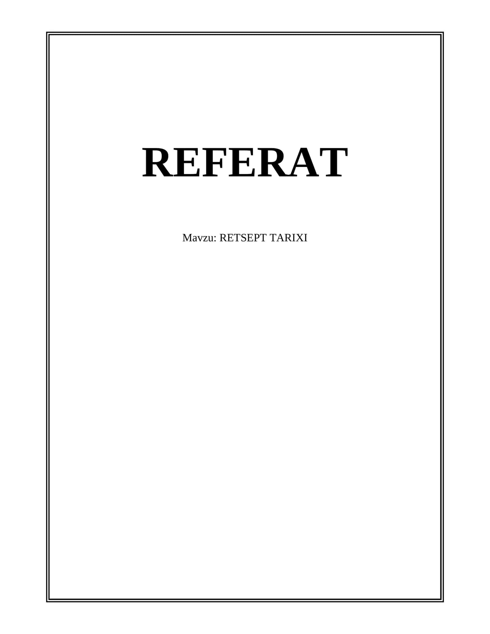 RETSEPT TARIXI