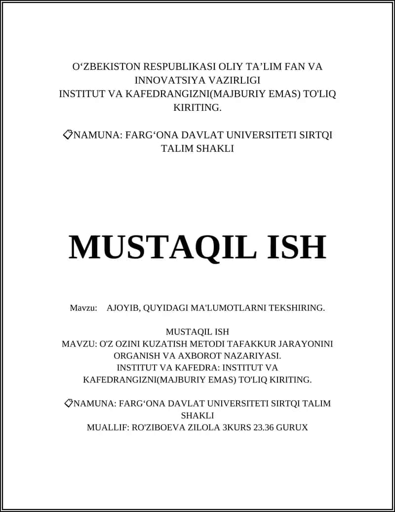 O'z-o'zini kuzatish metodi