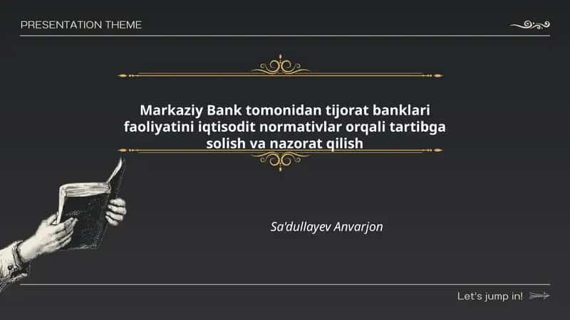 Markaziy Bank tomonidan tijorat banklari faoliyatini iqtisodit normativlar orqali tartibga solish va nazorat qilish